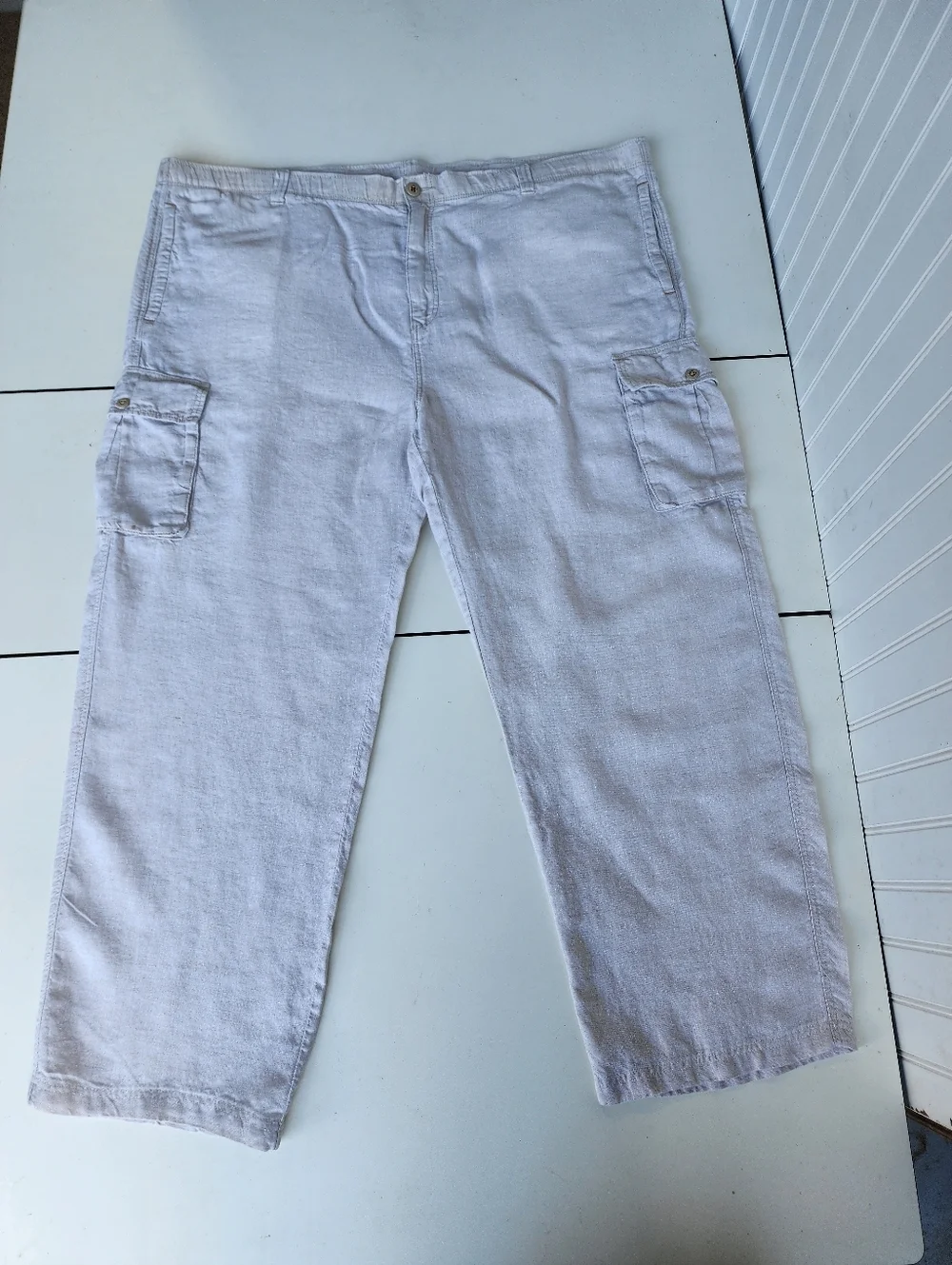 Tommy Bahama Relax Cargo Pants Mens Beige Cream Lightweight 100% Linen XL